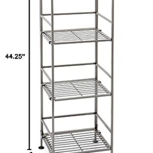 Seville Classics Iron Slat Tower Shelving, 4-Tier (Pewter)