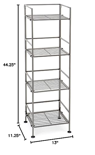 Seville Classics Iron Slat Tower Shelving, 4-Tier (Pewter)