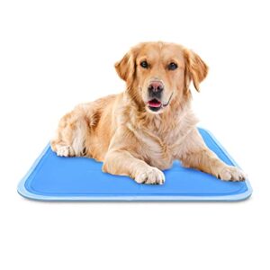 the green pet shop dog cooling mat, large - pressure activated pet cooling mat for dogs, sized for large dogs (46 - 80 lb.) - non-toxic gel, no water or electricity needed for this dog cooling pad
