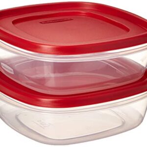 Rubbermaid 608866900580 Easy Find Lid Square 9-Cup Food Storage 2 Containers, 2, Red