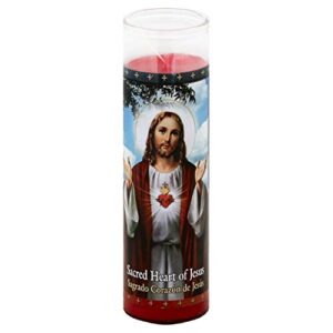 st jude sacred heart of jesus red wax candle, 8.25 inch - 12 per case.