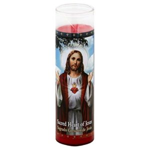 St Jude Sacred Heart of Jesus Red Wax Candle, 8.25 inch - 12 per case.