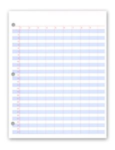 ampad evidence data pad, size 8-1/2 x 11, 9 columns, 31 numbered horizontal lines, 20 pound paper, 3 hole punched, 50 sheets (22-206)