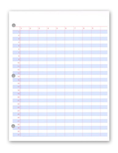 Ampad Evidence Data Pad, Size 8-1/2 x 11, 9 Columns, 31 Numbered Horizontal Lines, 20 Pound Paper, 3 Hole Punched, 50 Sheets (22-206)