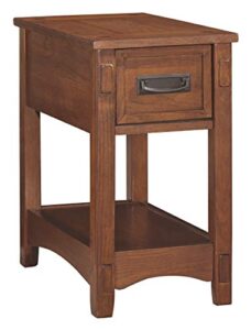 signature design by ashley breegin new traditional wooden chair side end table with 1 drawer and 1 fixed shelf, brown