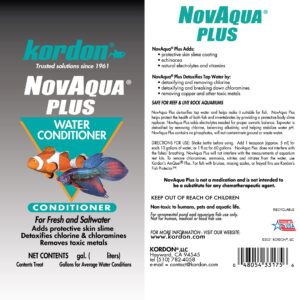 Kordon NOVAQUA Plus - Freshwater & Saltwater Aquarium Water Conditioner – Instantly Detoxifies Chlorine, Chloramines, & Heavy Metals, Replaces Fish Slime Coat, Reduces Fish Stress, 16 Ounces