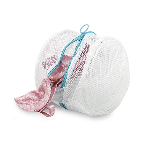 Smart Design Wash Bag w/ Safety Zipper - Washing Machine Safe - Fine Mesh Nylon Polyester - Bra, Hosiery, Pantyhose, Delicates, Lingerie, & Baby Clothes (6.5 x 5.5 Inch) [White]