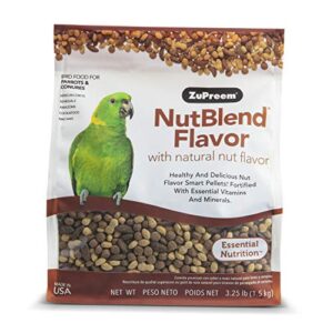 ZuPreem NutBlend Smart Pellets Bird Food for Parrots & Conures, 3.25 lb - Made in USA, Daily Nutrition, Vitamins, Minerals for African Greys, Senegals, Amazons, Eclectus, Cockatoos