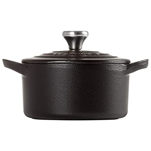 Le Creuset Enameled Cast Iron Mini Cocotte with Lid, 1/3 qt., Licorice, Black