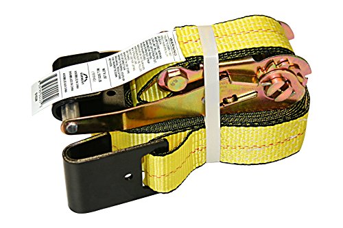 Everest - S1022 Premium Ratchet Tie Down 1 PK 2 IN. X 27 FT 3333 LBS. Working Load 10000 LBS. Break Strength Flat-Hook Cargo Straps Perfect for Moving Appliances, Lawn Equipment and Motorcycles, Vibrant Everest Yellow