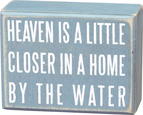 Primitives by Kathy 16354 Distressed Beach-Inspired Small Box Sign, 4 x 3-Inches, Home by The Water