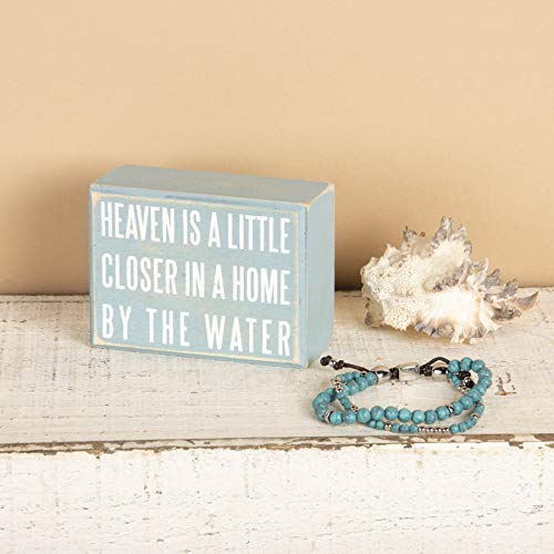 Primitives by Kathy 16354 Distressed Beach-Inspired Small Box Sign, 4 x 3-Inches, Home by The Water