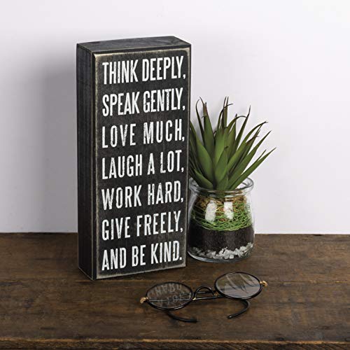Primitives by Kathy 17037 Classic Box Sign, 4 x 9-Inches, Think Deeply