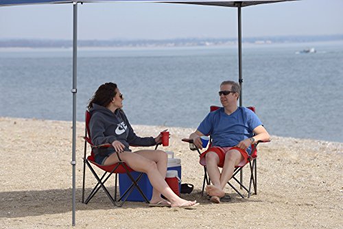 Quik Shade Chair Portable Folding Chair with Arm Rest Cup Holder and Carrying and Storage Bag, Red (146115)