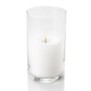 richland 12 glass eastland cylinders 6" and 12 white pillar candles 3 x 3