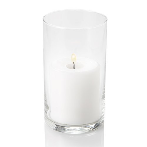 Richland 12 Glass Eastland Cylinders 6" and 12 White Pillar Candles 3 X 3