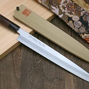 Yoshihiro Shiroko High Carbon Steel Kasumi Yanagi Rosewood Handle Sushi Sashimi Chef Knife (10.5'' (270mm))