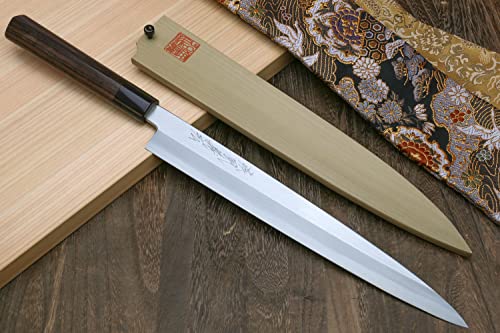 Yoshihiro Shiroko High Carbon Steel Kasumi Yanagi Rosewood Handle Sushi Sashimi Chef Knife (10.5'' (270mm))