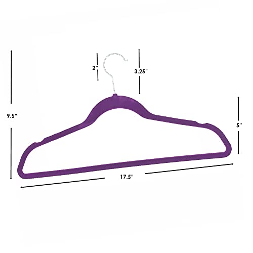 Sunbeam Slip-Proof Snag-Free Ultra Slim Velvet Hanger with Rotating Steel Hook (Pack of 10) (PURPLE)