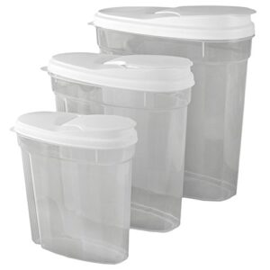 home basics 3-piece cereal food storage container, white lids