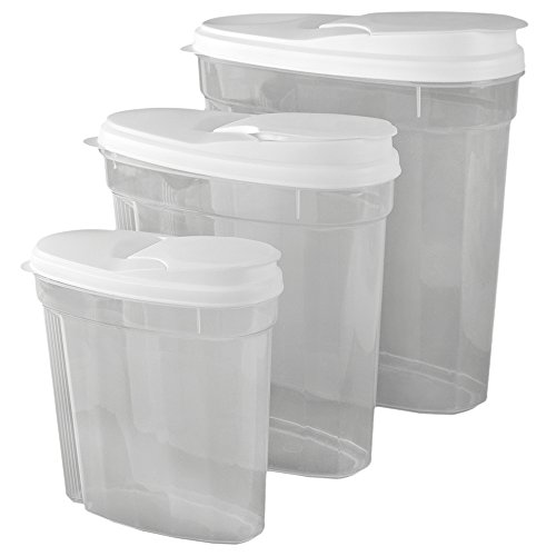 Home Basics 3-Piece Cereal Food Storage Container, White Lids