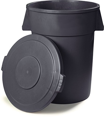 CFS 34104523 Bronco Polyethylene Round Lid, 26.88" Diameter x 2-1/4" Height, Gray, for 44 Gallon Trash Containers