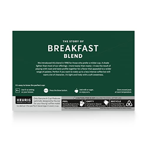 Starbucks Medium Roast K-Cup Coffee Pods — Breakfast Blend for Keurig Brewers — 1 box (10 pods)