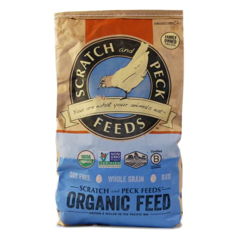 Scratch and Peck Feeds Organic Scratch + Corn, 9% Protein - Premium Supplemental Grain Source for Chickens and Ducks - 25lb