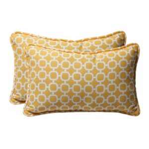 pillow perfect outdoor/indoor hockley banana lumbar pillows, 11.5" x 18.5", yellow, 2 count