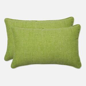 pillow perfect pompeii solid indoor/outdoor lumbar pillow plush fill, weather and fade resistant, lumbar - 11.5" x 18.5",, green, 2 count