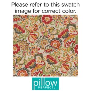 Pillow Perfect Bright Floral Outdoor Throw Accent Pillow, Plush Fill, Weather, and Fade Resistant, Large Lumbar - 16.5" x 24.5", Green/Red Zoe, 2 Count
