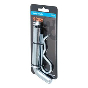 CURT 21502 Trailer Hitch Pin & Clip, 1/2-Inch Diameter with 5/8-Inch Adapter, Fits 1-1/4 or 2-Inch Receiver, SILVER