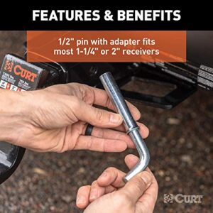 CURT 21502 Trailer Hitch Pin & Clip, 1/2-Inch Diameter with 5/8-Inch Adapter, Fits 1-1/4 or 2-Inch Receiver, SILVER