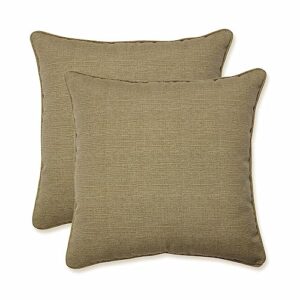 Pillow Perfect Monti Chino Solid Indoor/Outdoor Throw Pillow Plush Fill, Weather and Fade Resistant, Throw - 18.5" x 18.5", Tan, 2 Count