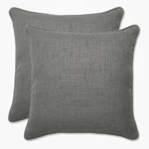 pillow perfect rave solid indoor/outdoor throw pillow plush fill, weather and fade resistant, throw - 18.5" x 18.5", grey, 2 count