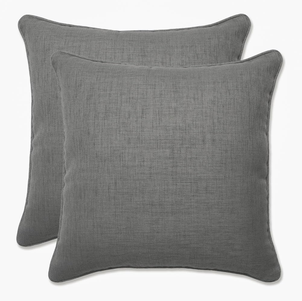 Pillow Perfect Rave Solid Indoor/Outdoor Throw Pillow Plush Fill, Weather and Fade Resistant, Throw - 18.5" x 18.5", Grey, 2 Count