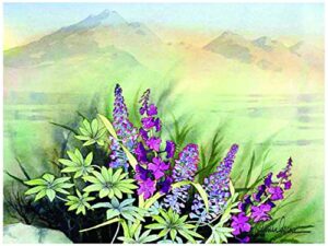 mcgowan's tuftop fireweed lupine tempered glass cutting board, 12 by 9-inch