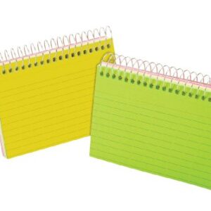 Oxford Spiral Bound Glow Index Cards, 3" x 5", Ruled, Assorted Bright Colors, 50 Cards per Book (40281)