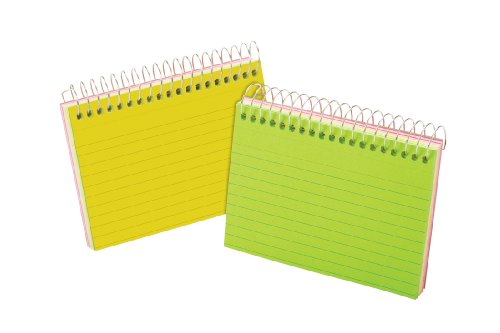 Oxford Spiral Bound Glow Index Cards, 3" x 5", Ruled, Assorted Bright Colors, 50 Cards per Book (40281)