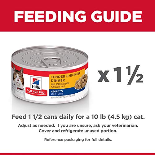 Hill's Science Diet Wet Cat Food, Adult 7+ for Senior Cats, Chunks & Gravy Tender Chicken Recipe, 5 oz. Cans, 24-Pack