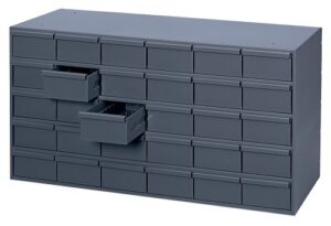 durham 034-95 gray cold rolled steel storage cabinet, 33-3/4" width x 21-1/2" height x 11-3/4" depth, 30 drawer