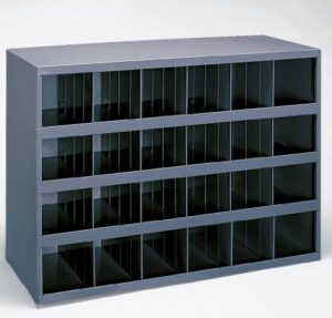 durham 356-95 gray cold rolled steel 24 opening bin with slope self design, 33-3/4" width x 23-7/8" height x 12" depth