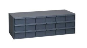 durham 032-95 gray cold rolled steel storage cabinet, 33-3/4" width x 12-7/8" height x 17-1/4" depth, 18 drawer
