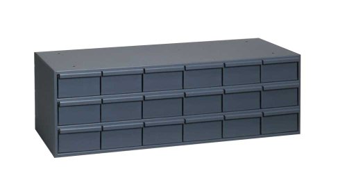 Durham 032-95 Gray Cold Rolled Steel Storage Cabinet, 33-3/4" Width x 12-7/8" Height x 17-1/4" Depth, 18 Drawer