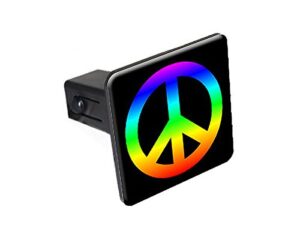 peace sign rainbow tow trailer hitch cover plug insert 2"