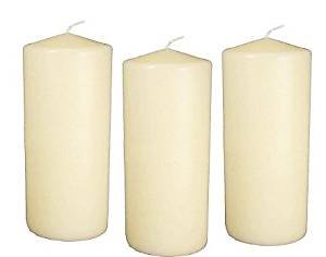 3 x 6 pillar candles bulk event pack round unscented premium wax pillar candles for wedding, spa, party, birthday, holiday, bath and home decor - set of 12 (3x6, ivory)