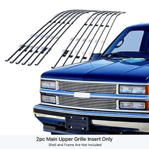 APS Compatible with Chevy Blazer C K Pickup Suburban Tahoe 1994-1999 Main Upper Stainless Steel Chrome 8x6 Horizontal Billet Grille Insert C65735A