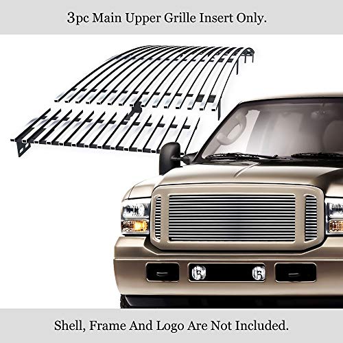 APS Compatible with Ford Excursion 2000-2004 & 99-04 F-250 F-350 F-450 F-550 SD Main Upper Stainless Steel Polished Chrome 8x6 Horizontal Billet Grille Insert F85086A