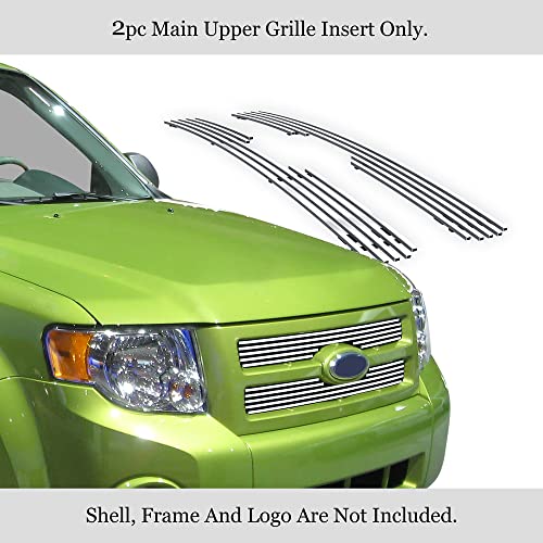 APS Compatible with Ford Escape 2008-2012 Main Upper Stainless Steel Chrome 8x6 Horizontal Billet Grille Grill Insert F65783A