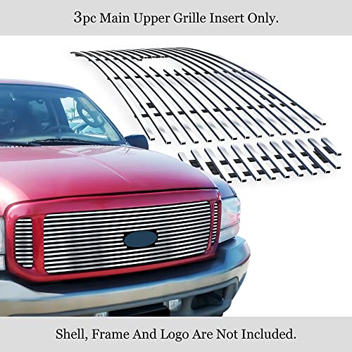 APS Compatible with Ford Excursion 2000-2004 with Logo Show Main Upper Stainless Steel Chrome Billet Grille Grill Insert F65707A